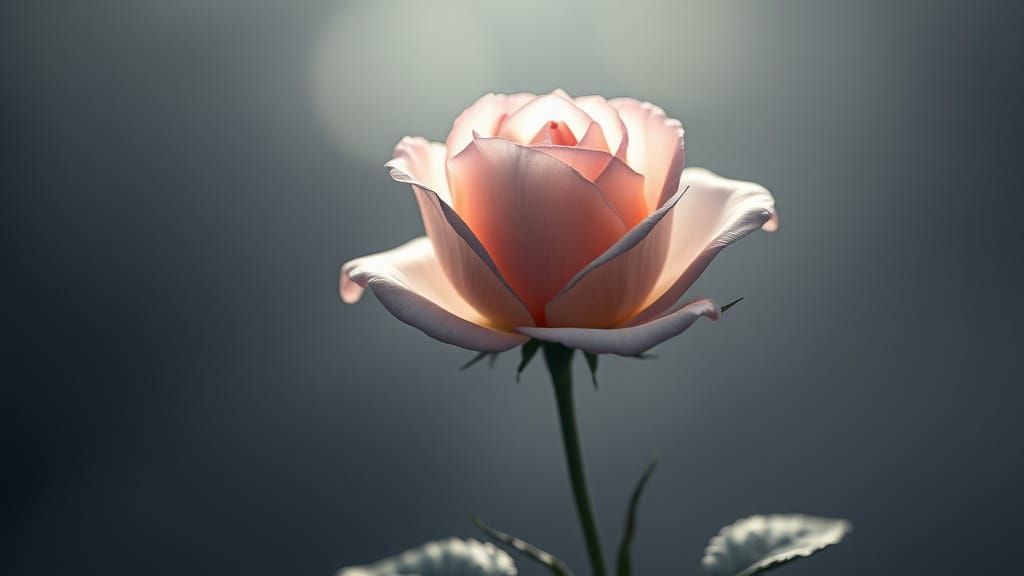 Blooming Rose in Soft Light: Fantasy Concept Art