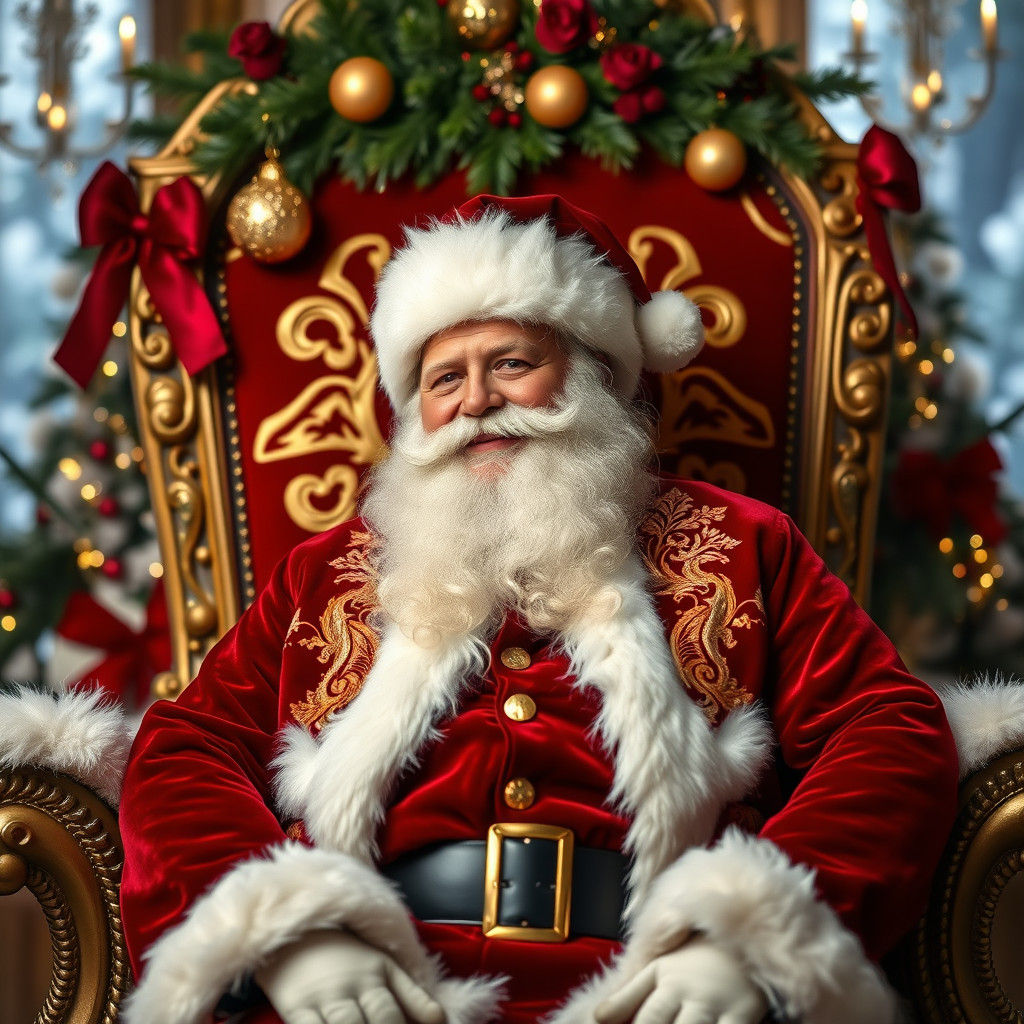 Luxurious Santa Claus Portrait in Winter Wonderland