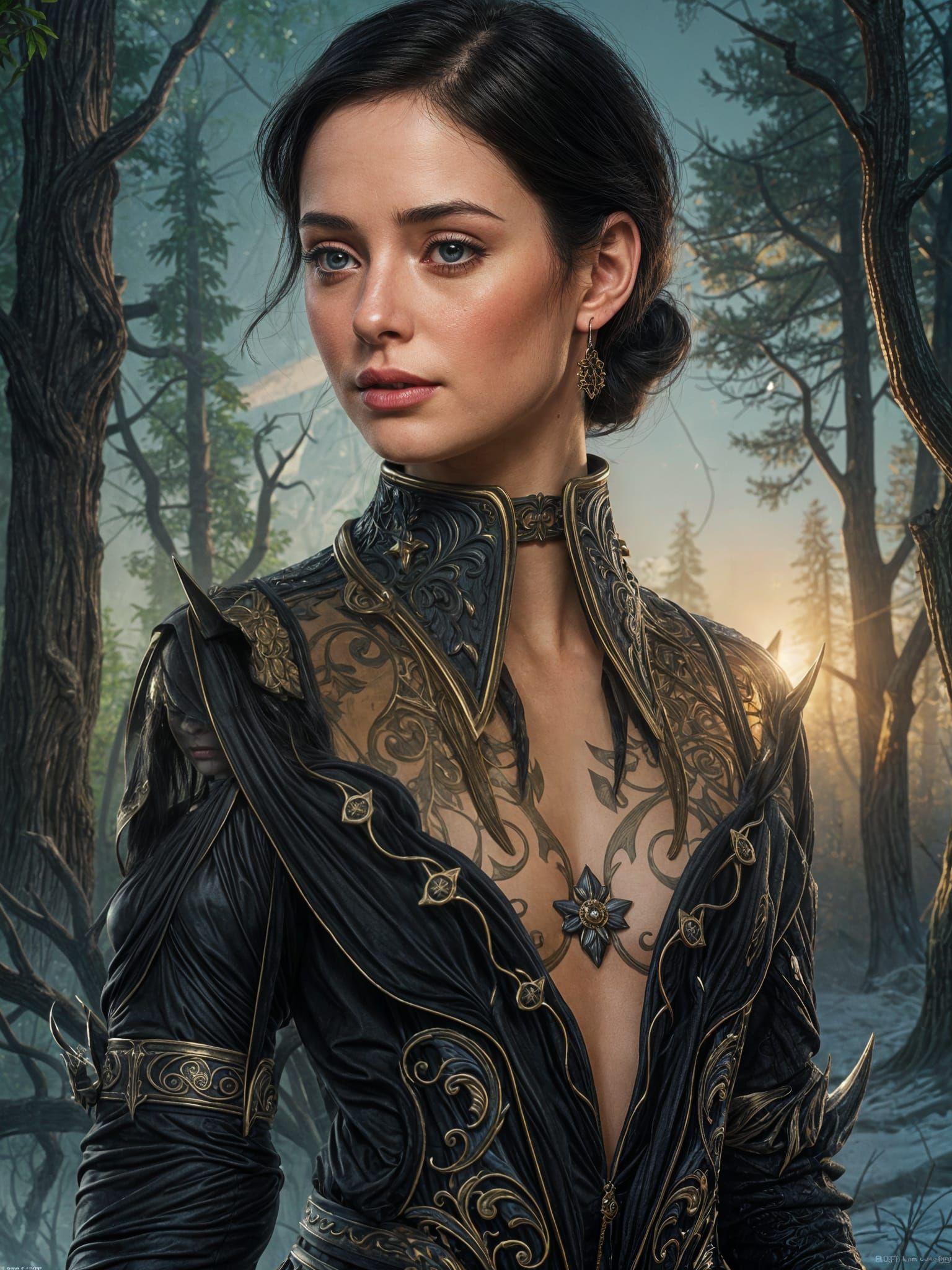 Krysten Ritter in Dark Fantasy Woodland, Surreal Matte Paint...