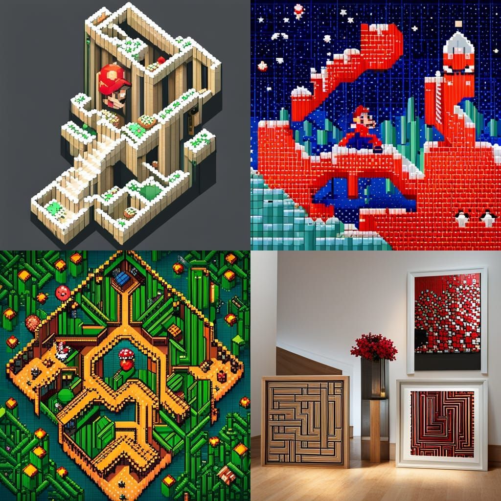 Super Mario Maze in 16-bit Pixel Art