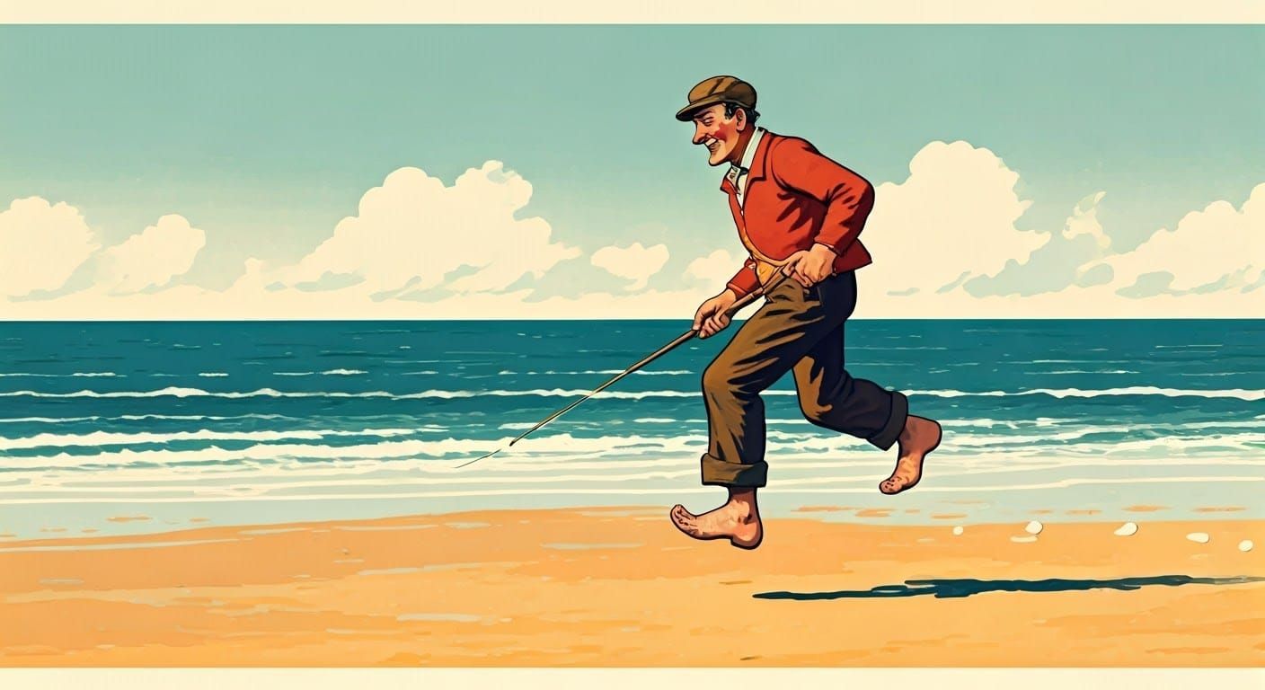 Vintage-Style Jolly Fisherman Seaside Poster