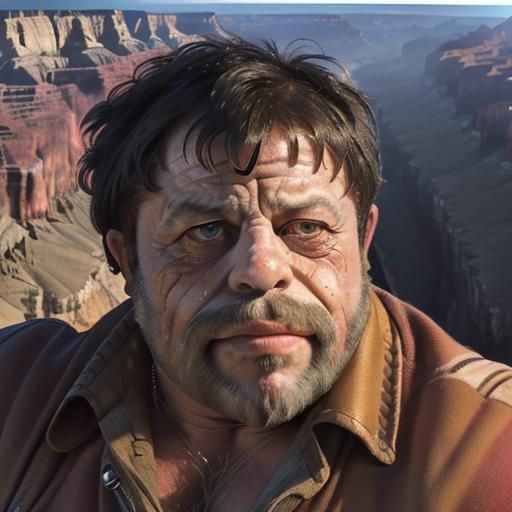 Oliver Reed's Head Floats Above Grand Canyon