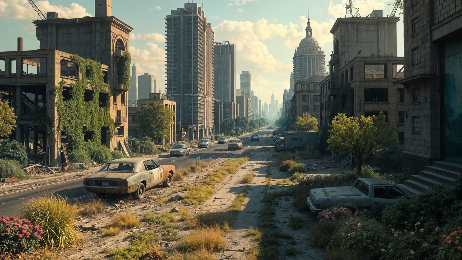 Post-Apocalyptic City Reclaimed by Nature