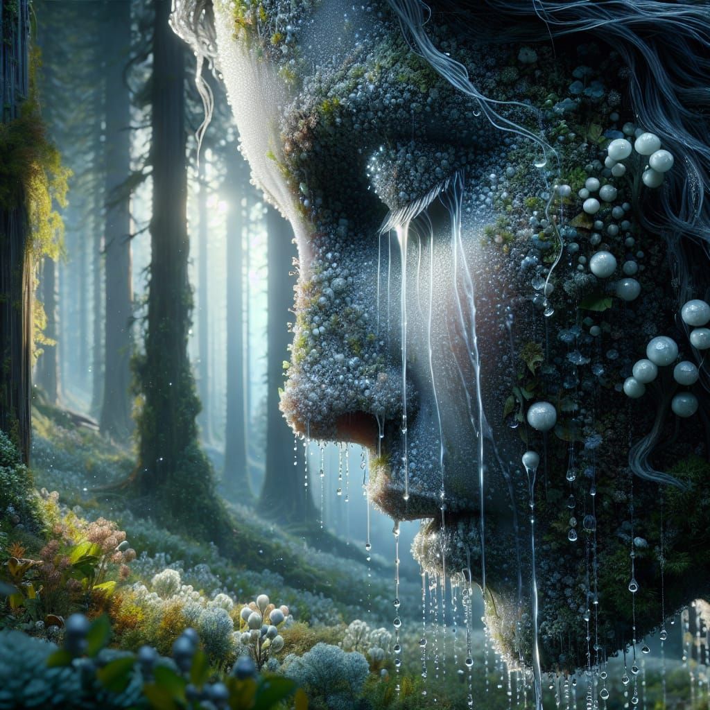 Gaia Weeping: Dewdrops Refreshing a Magical Forest
