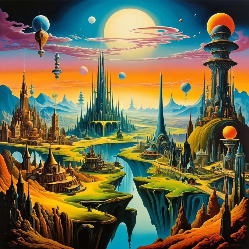 Surreal Cities Amidst Majestic Alien Towers