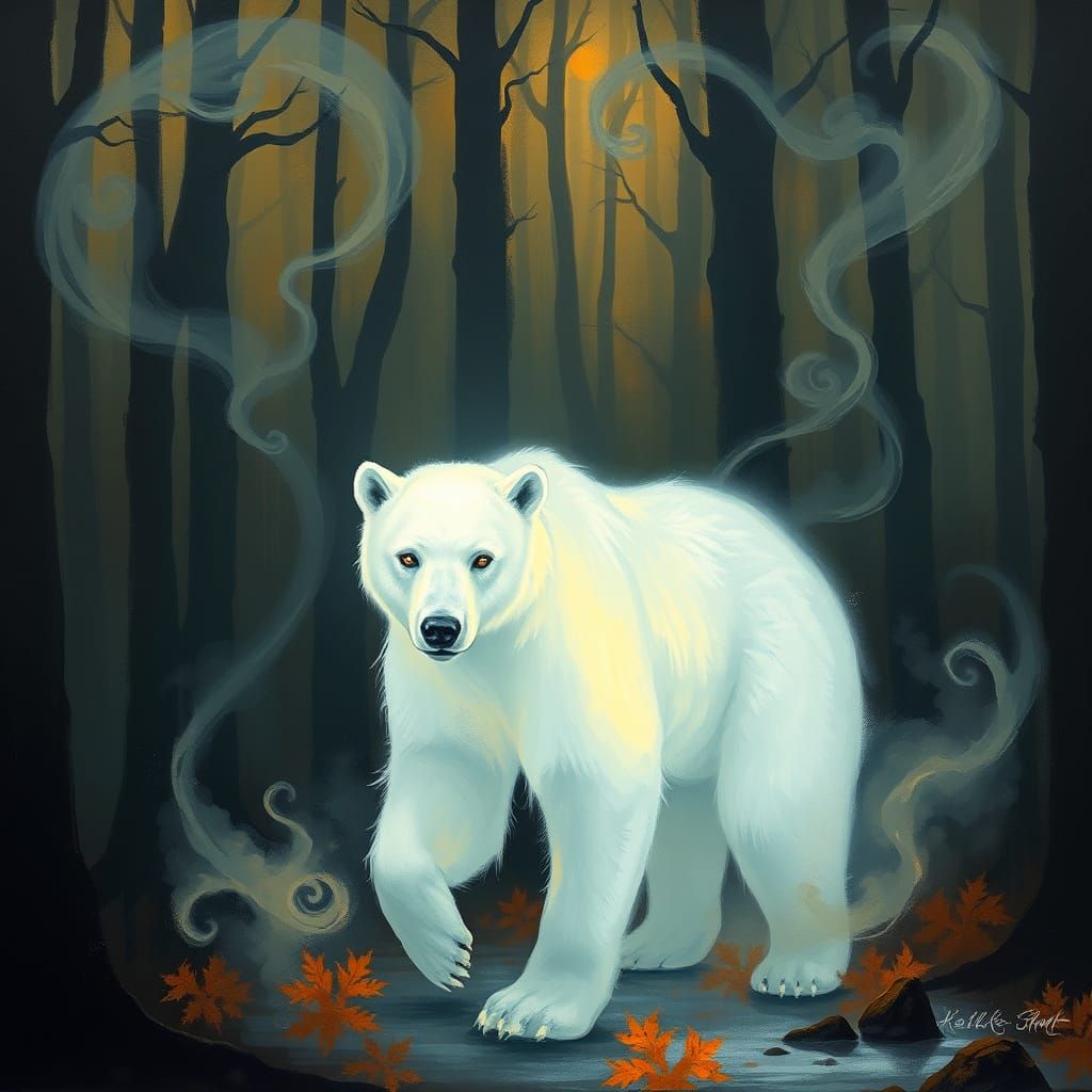 an artistic illustration of haunting beauty. smoke billowing...