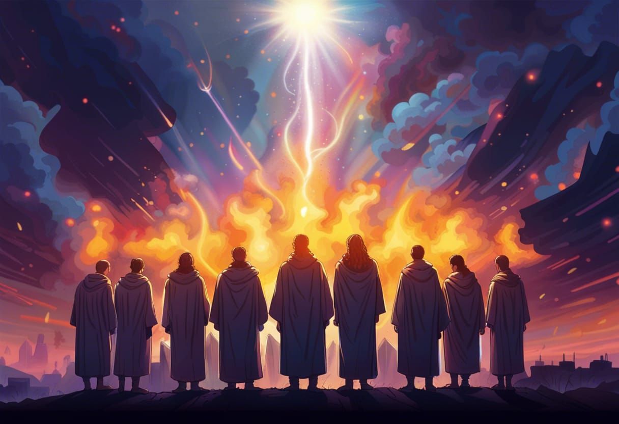 Pentecost Day: Jewish Men Under Burning Skies