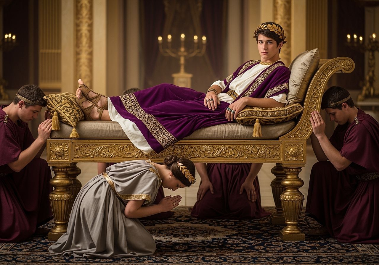 Roman Emperor Lounging in Royal Palace, Professional Photogr...