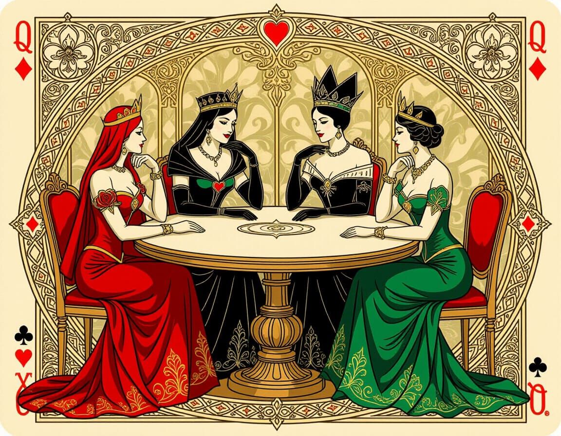 Four Regal Queens Meet in Art Nouveau Hall
