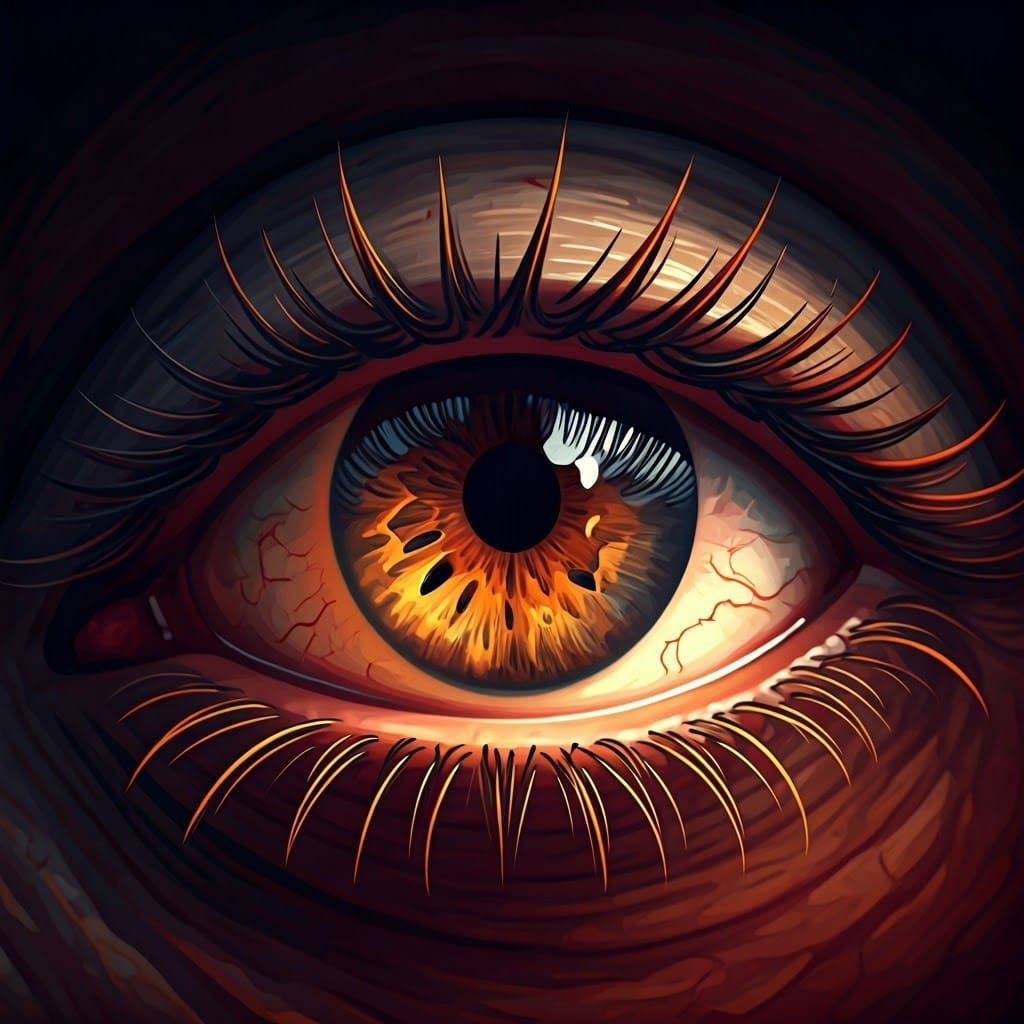 Glowing Eye Radiating Malevolence in Biomechanical Style