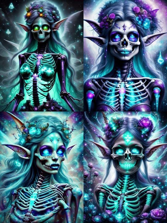 Ethereal ELF Woman Sings in Neon X-Ray Style