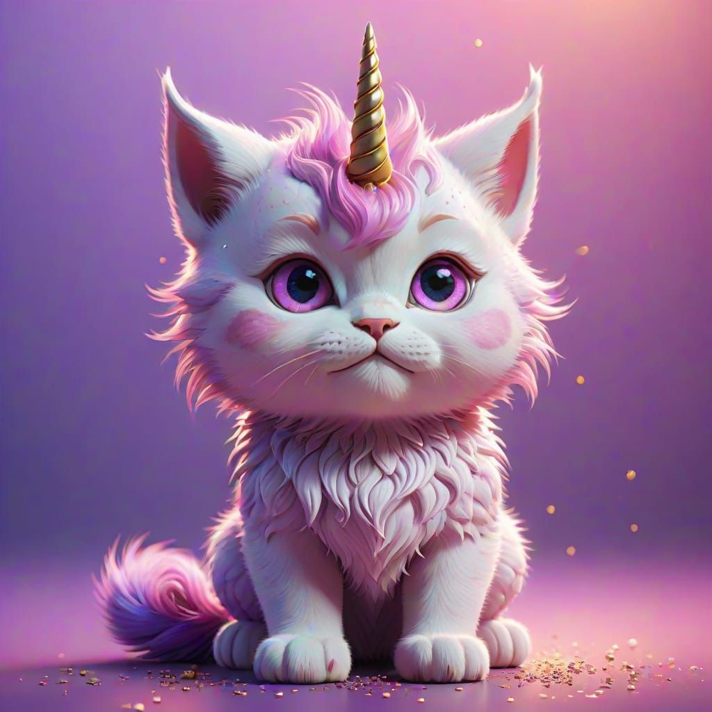 Charming Pink Kitten with Sparkling Unicorn Horn