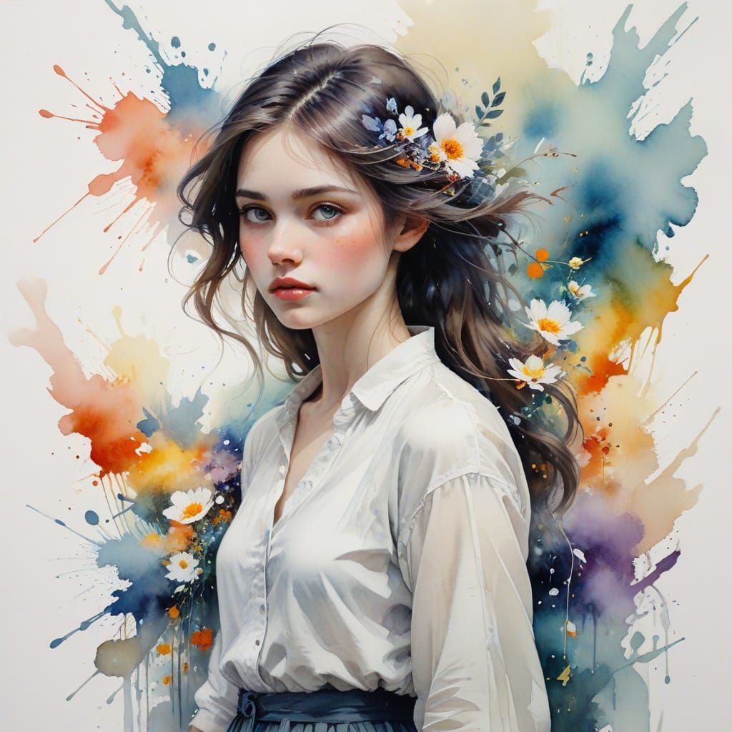 Painter Creates Mesmerizing Watercolor Art Combination