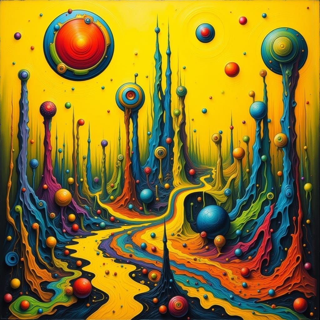 Yellow Surrealism in Dreamlike Art Deco Style