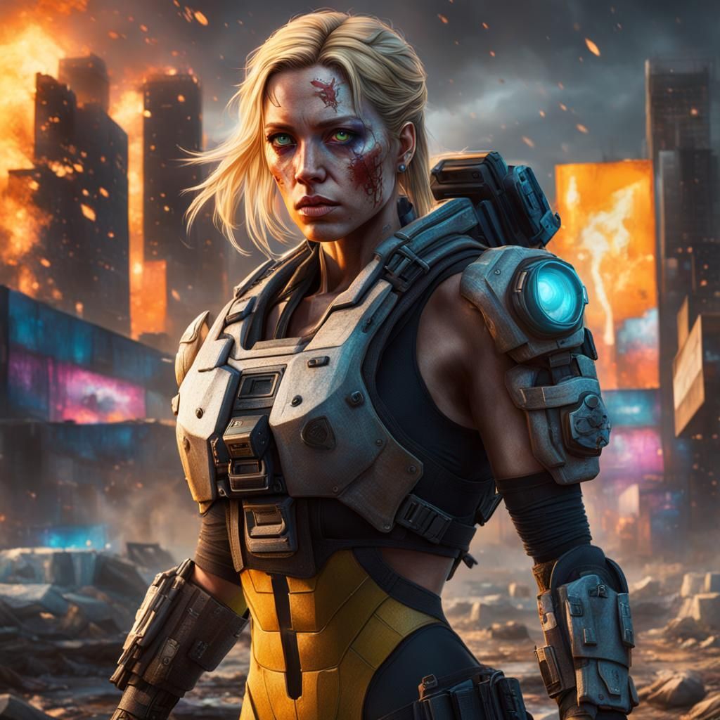 Beautiful Blonde Apocalypse Survivor: Hyperrealistic Concept...