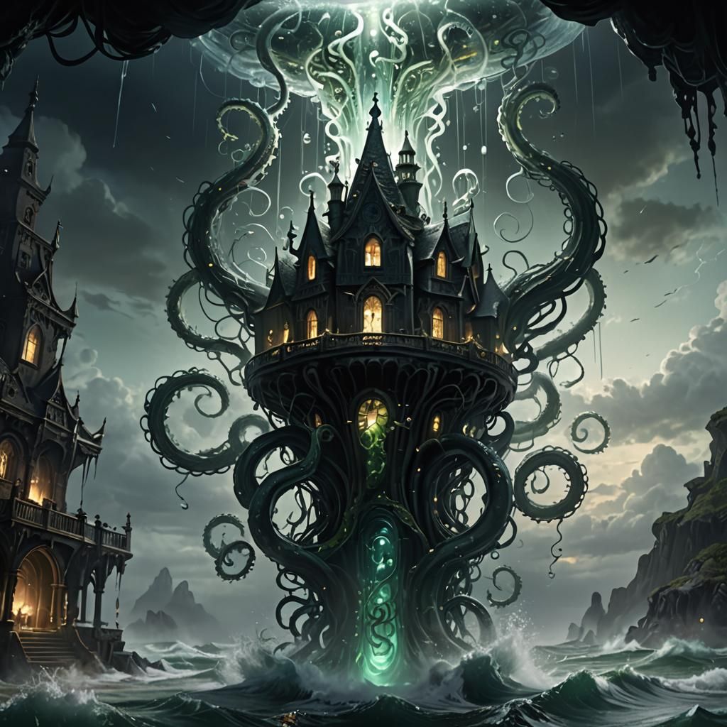 Glass 'A' Shape in Dark Fantasy Style