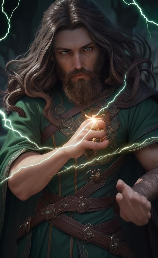 Battle Mage with Lightning Aura: Fantasy Concept Art