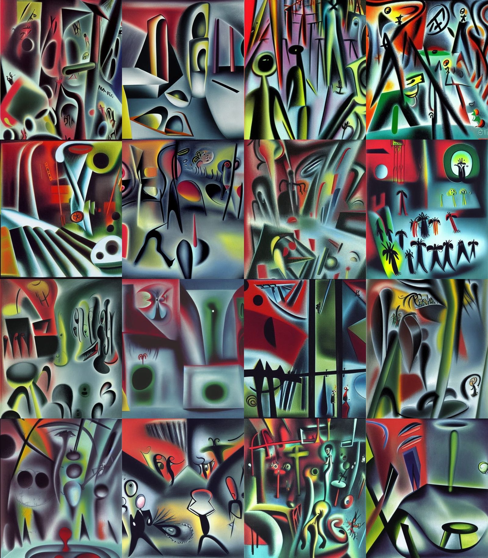 Surreal Abstract Painting in Matta Style