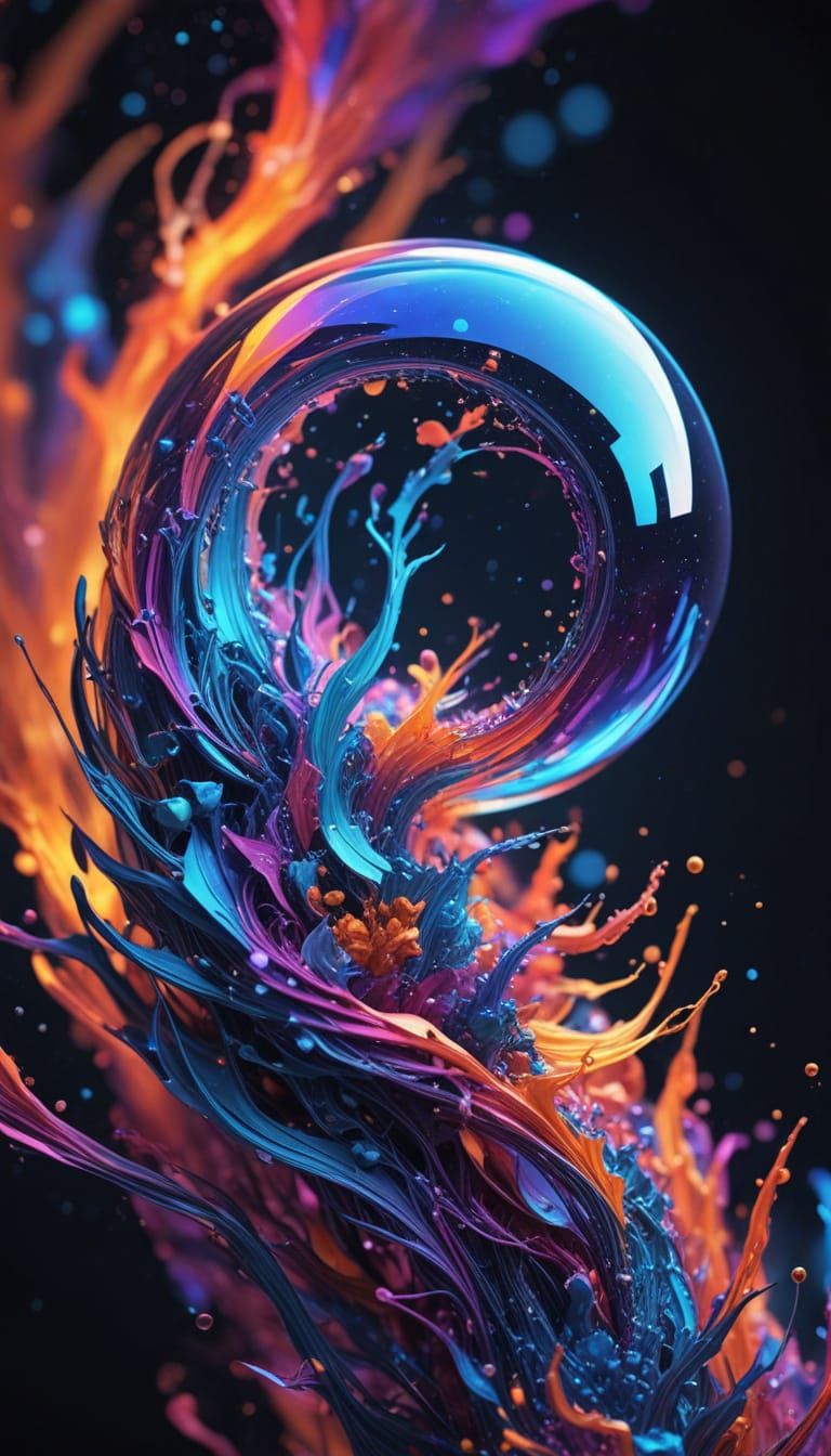 Ethereal Cosmic Sculpture in Iridescent Hues