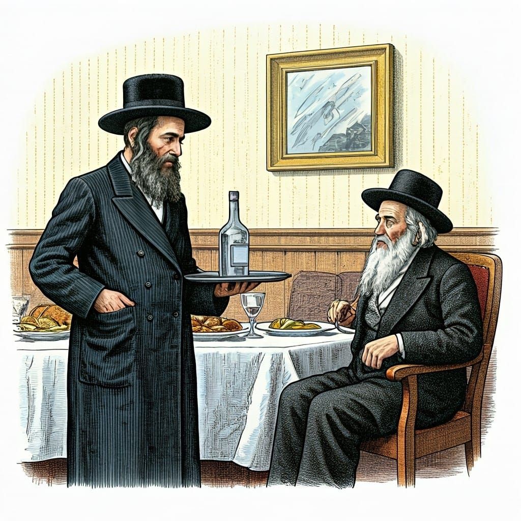 Hasidic Men Share Vodka in 19th Century Restaurant