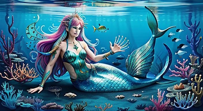 Biopunk Mermaid Goddess in Dystopian Setting