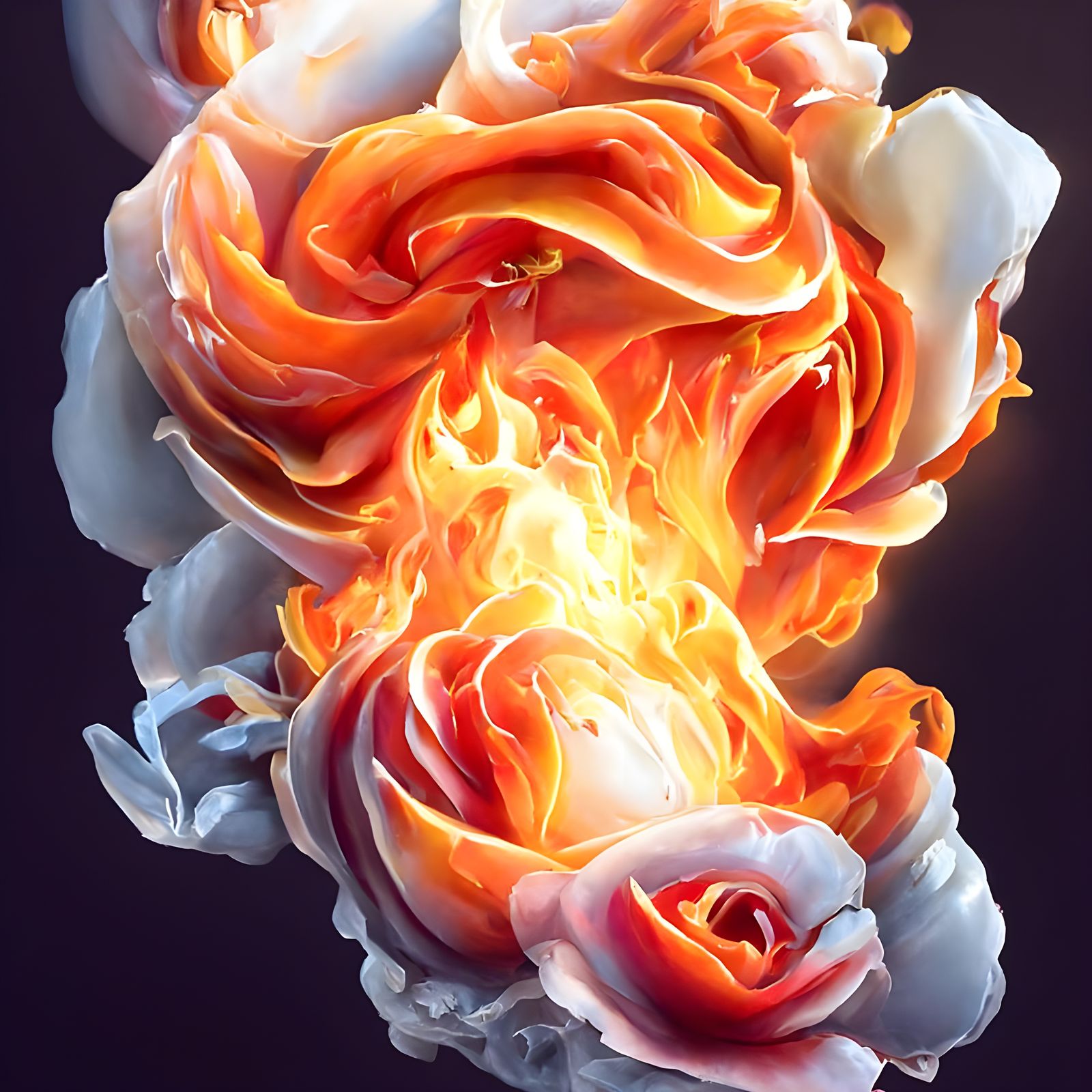 Photorealistic Flaming Rose in Hyperrealistic Style