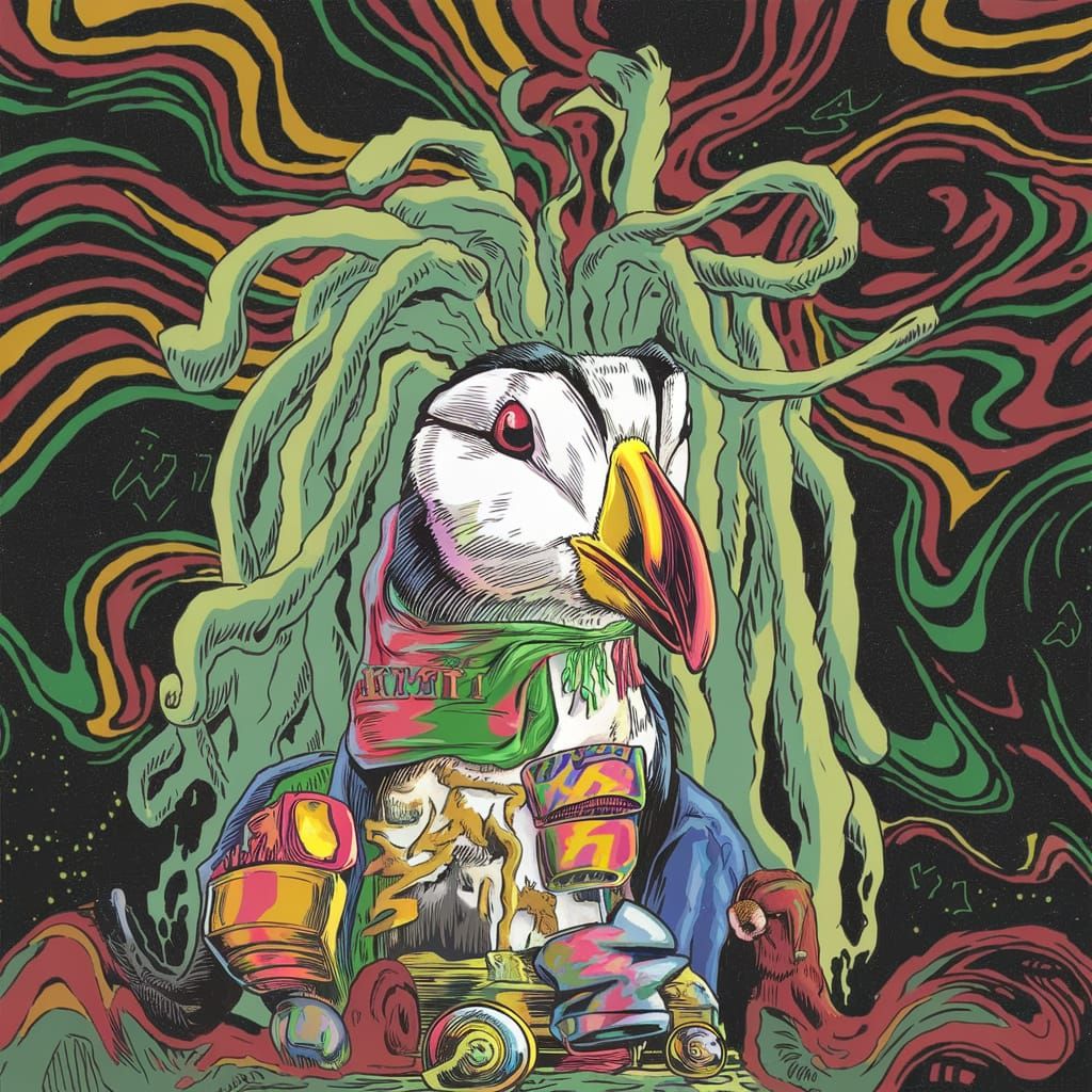 Psychedelic Puffin Rave Party