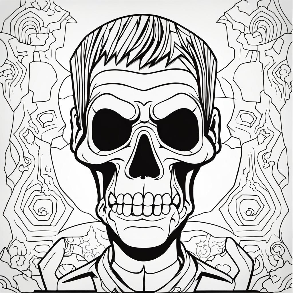 Cute Chibi Frankenstein Halloween Coloring Page