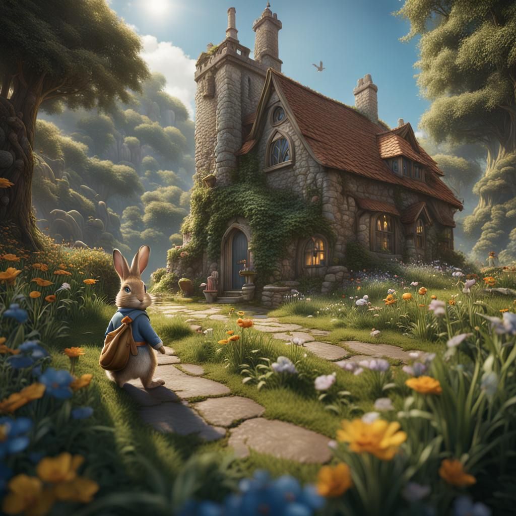 Fantastical Peter Rabbit in Detailed Matte Painting