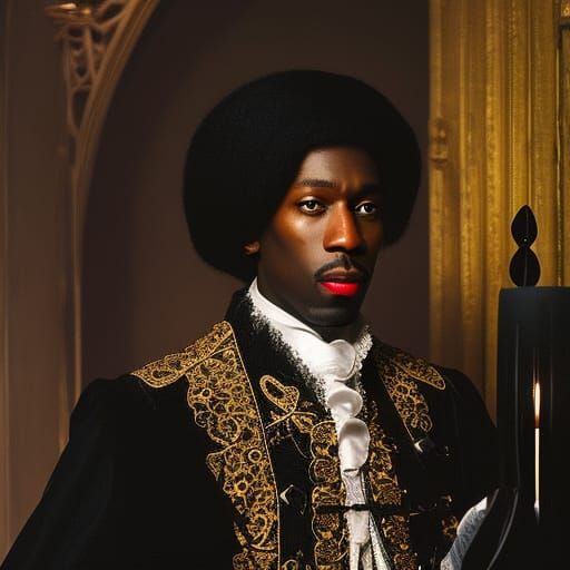 Black Dracula in Rococo Sitting Room by Candlelight