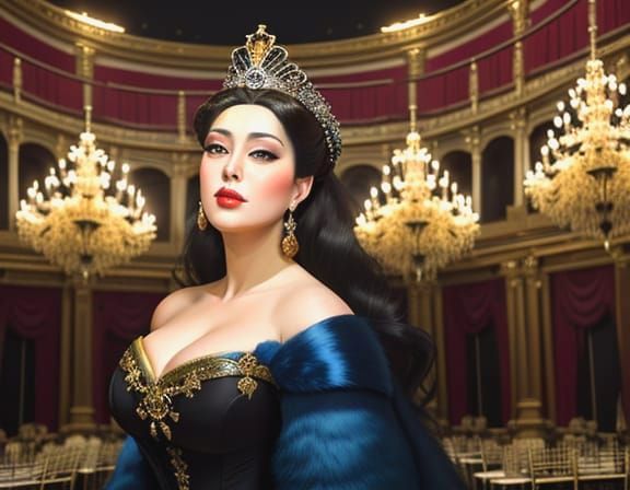 Opera Diva in Dreamlike Ballroom Scene