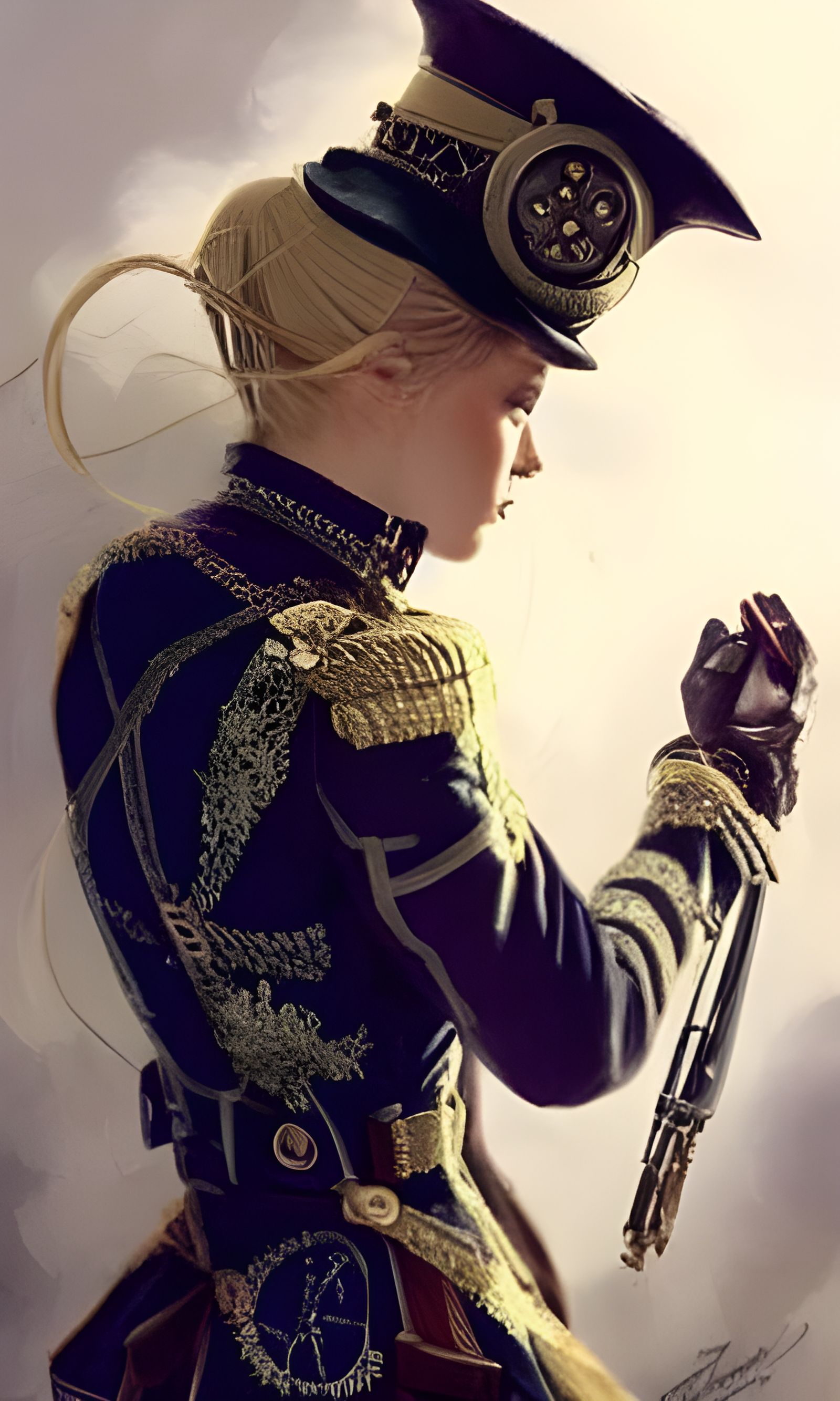 Steampunk Blonde in Intricate Military Uniform
