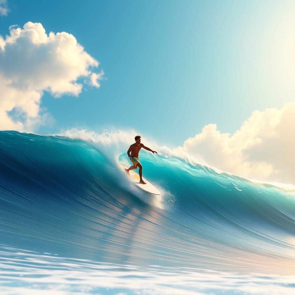 Surreal Beach Scene in Vibrant Digital Art