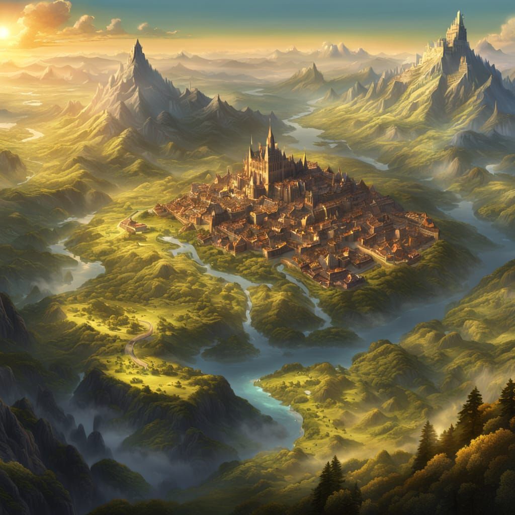 Fantasy Map Art of Two Kingdoms in Digital Painting