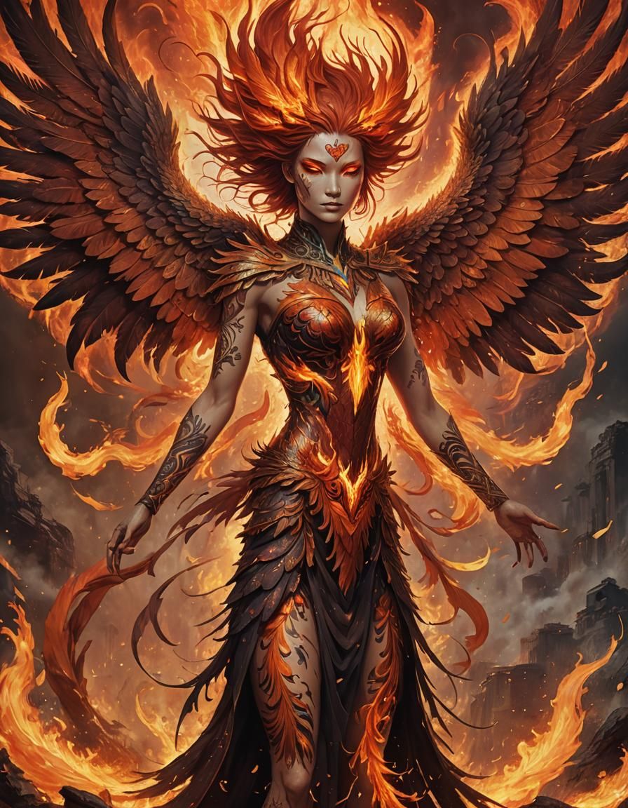 Fiery Phoenix Emerges from Ashes