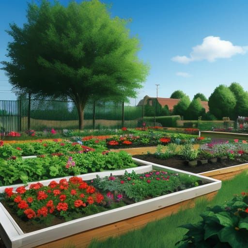 Vibrant Community Garden in a Whimsical Style