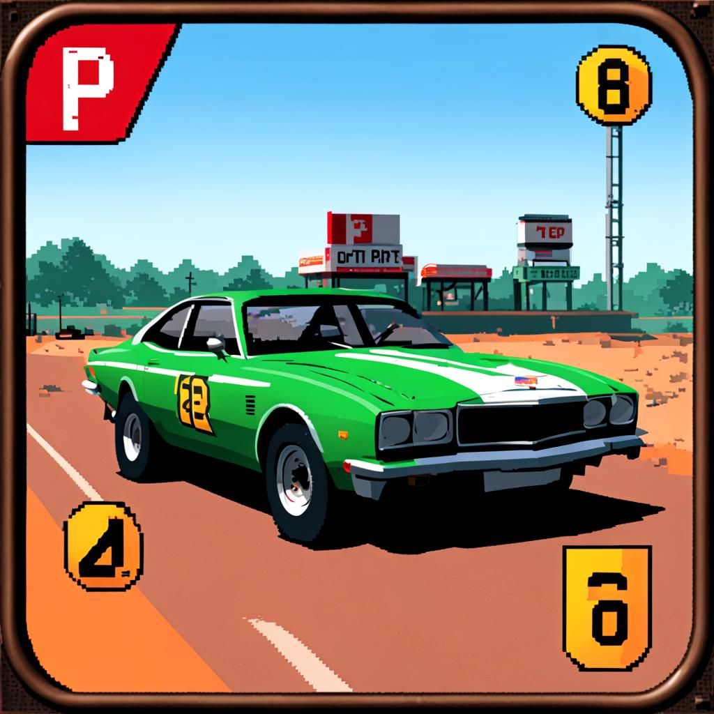 Retro Pixel Art Pit Stop Scene