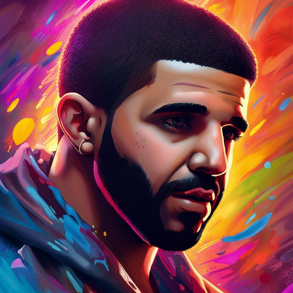 Hyperrealistic Drake Portrait with Dramatic Lighting