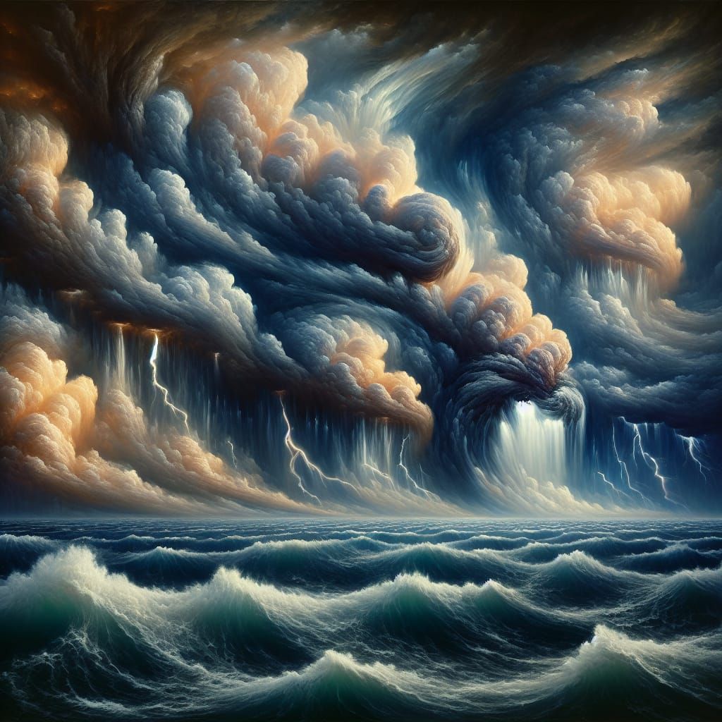 Surreal Stormy Seas with Monstrous Waves