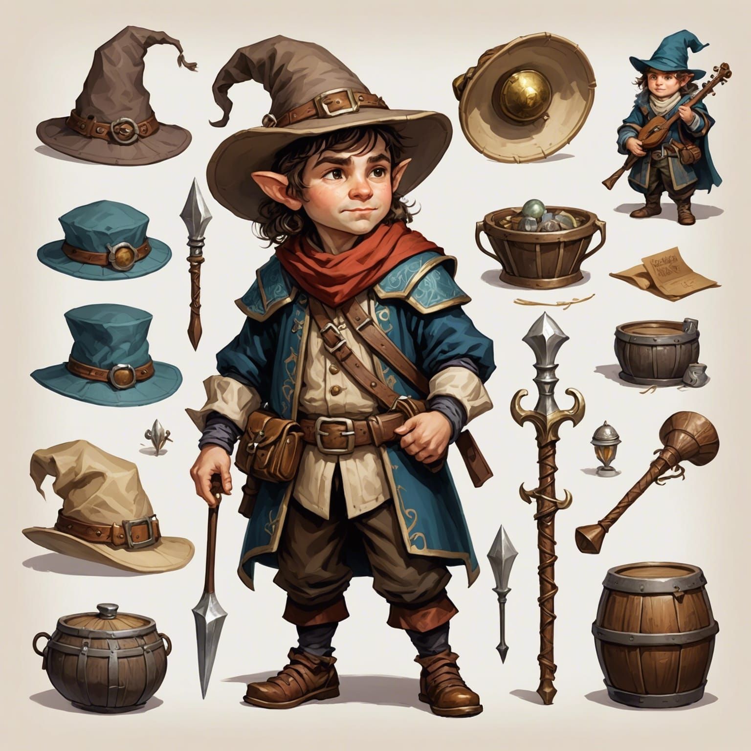 Halfling Bard Character Concept Art in DND Style