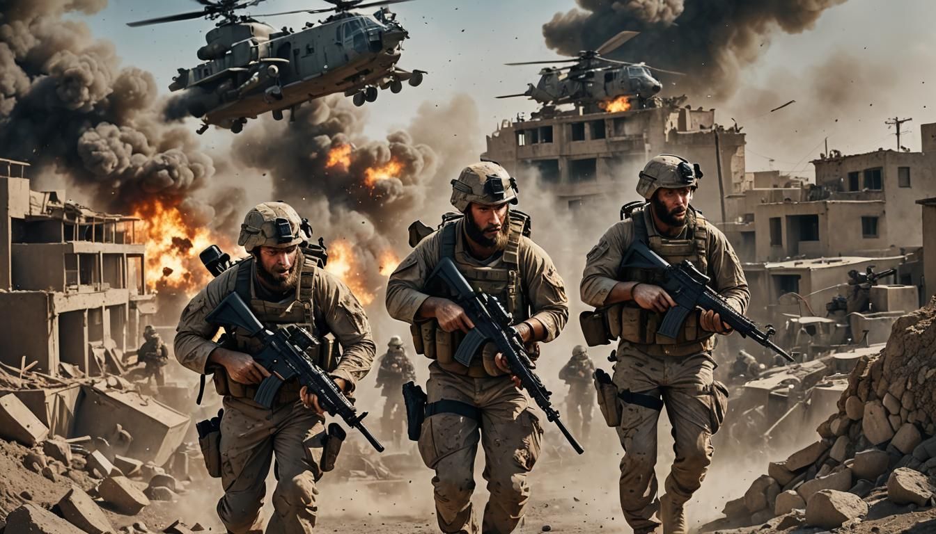 Marines in Afghanistan: Hyperrealistic Military Splash Art
