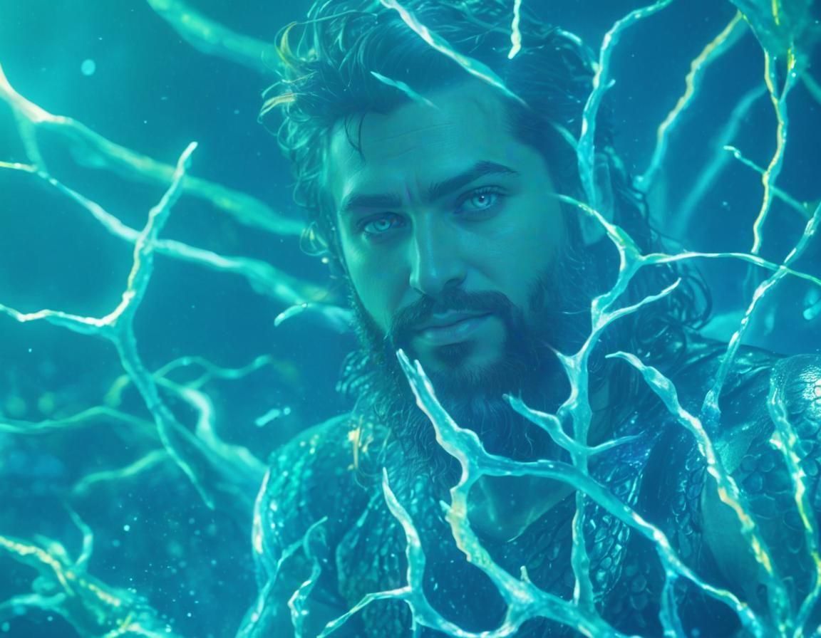 Handsome Merman Portrait with Dynamic Lighting and Warm Colo...