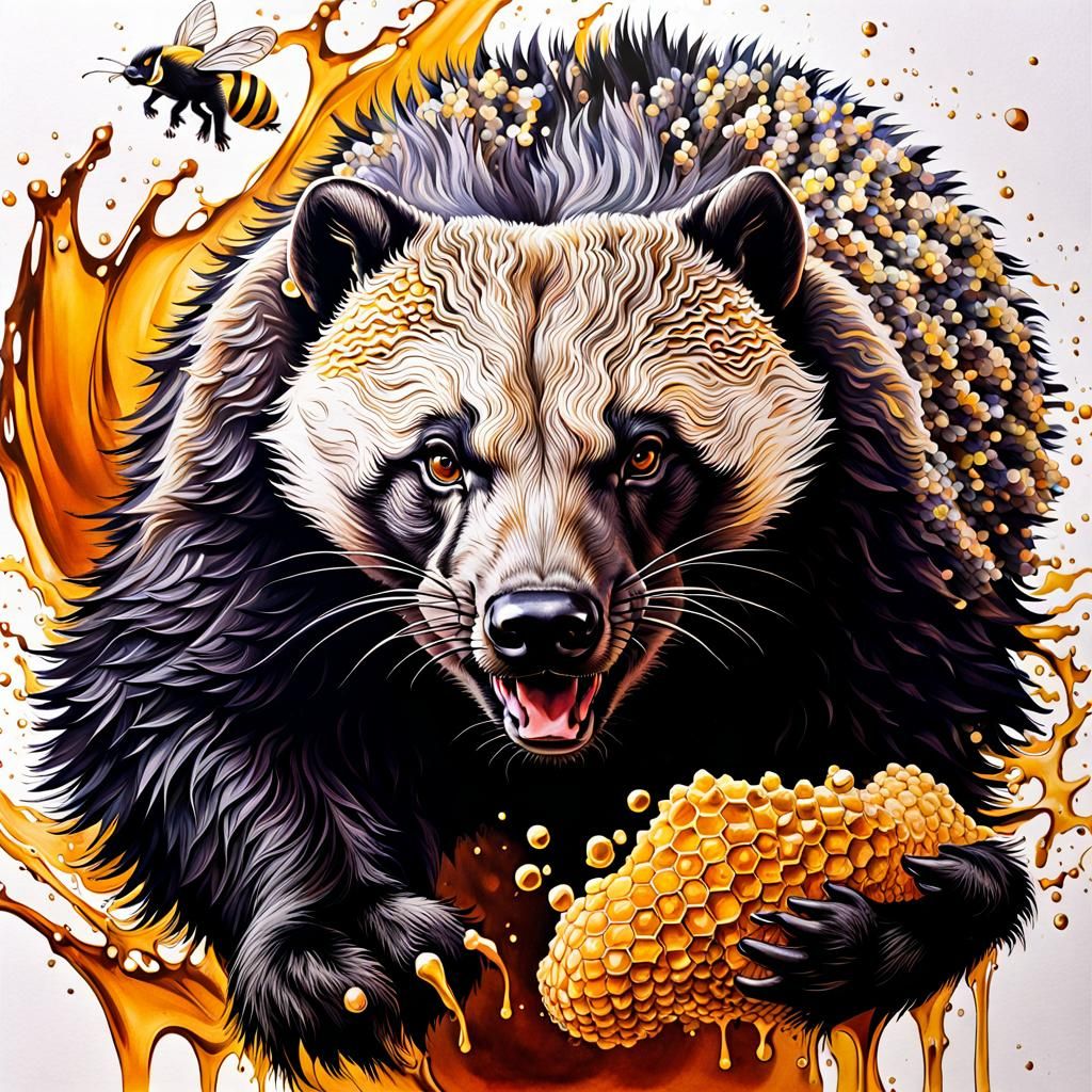 Splash Ink Art: Honey Badger