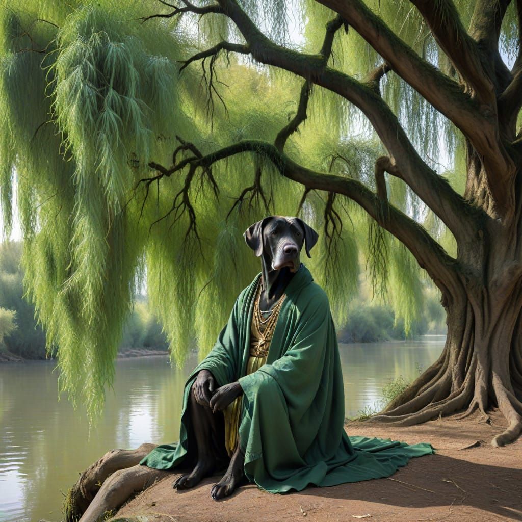 Mystical Great Dane Druid by the River