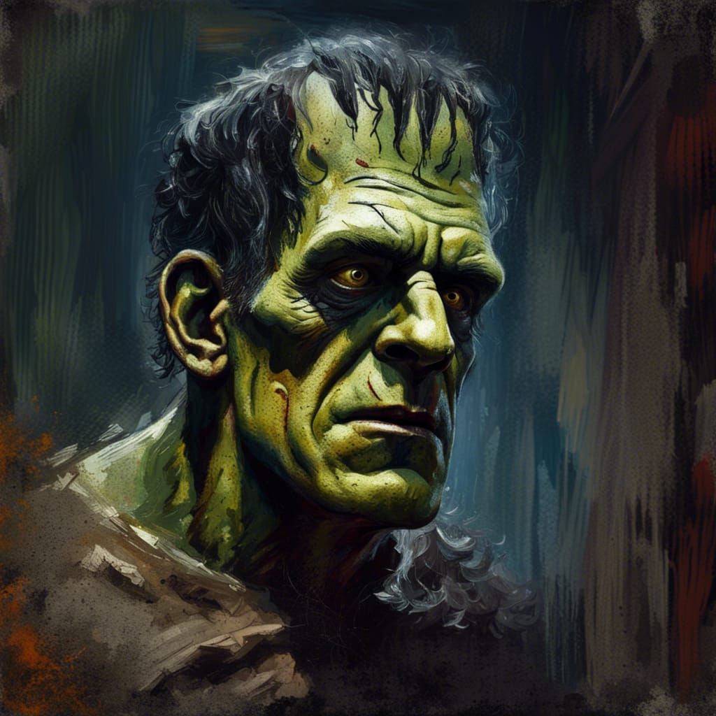 Disturbing Gothic Horror Character as Impasto Painting