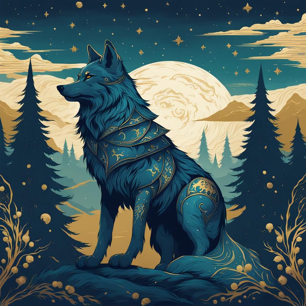Fantasy Wolf Wizard in Medieval Style
