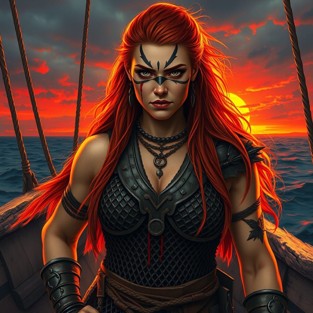 Fierce Viking Warrior in Intricate Mesh Armor