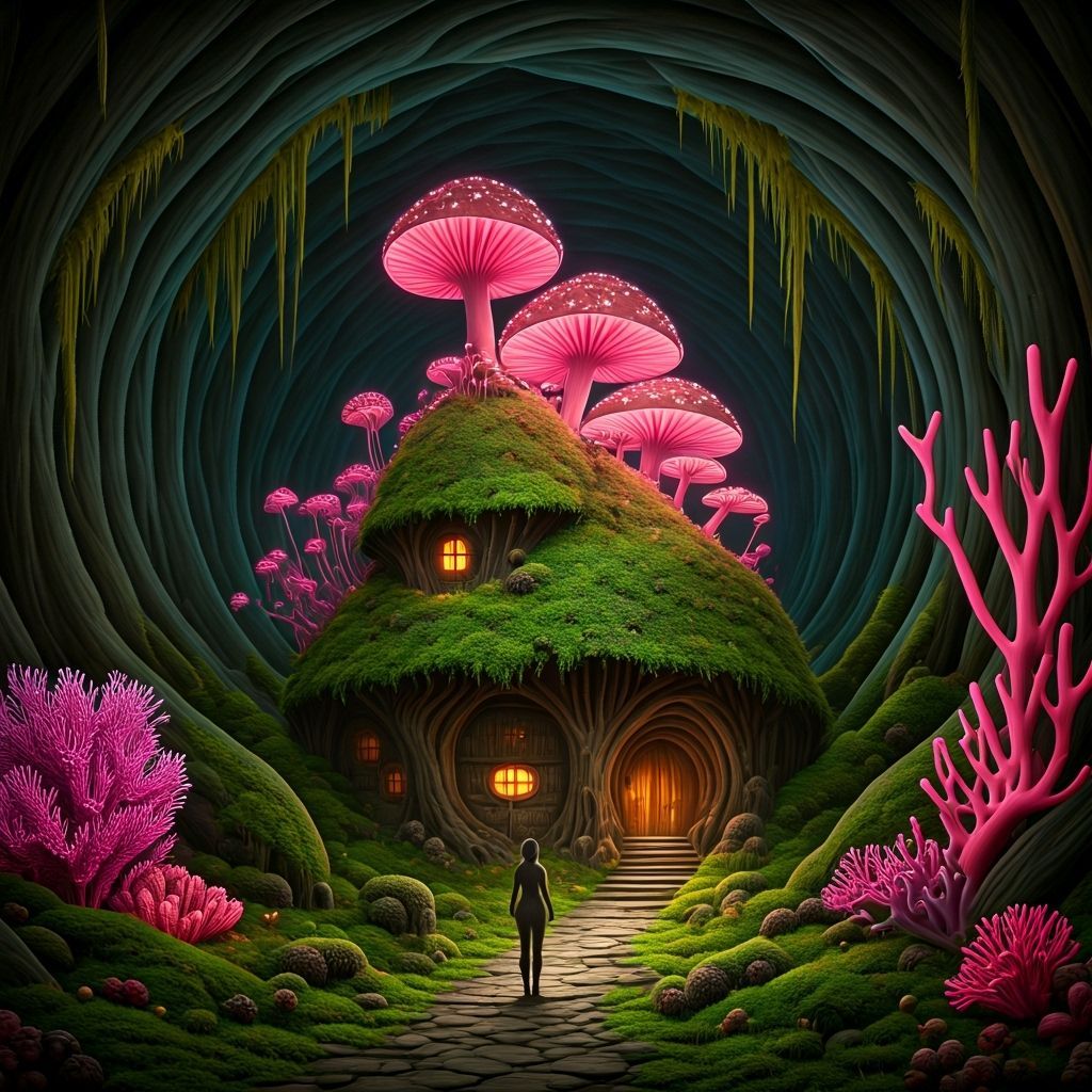 Myconid Settlement with Bioluminescent Fungi