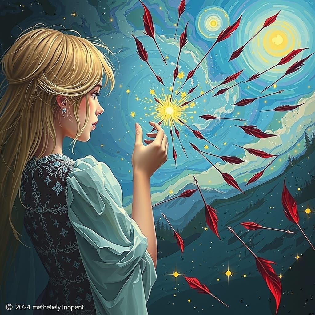 Ethereal Girl Creates Stars with Magic Darts