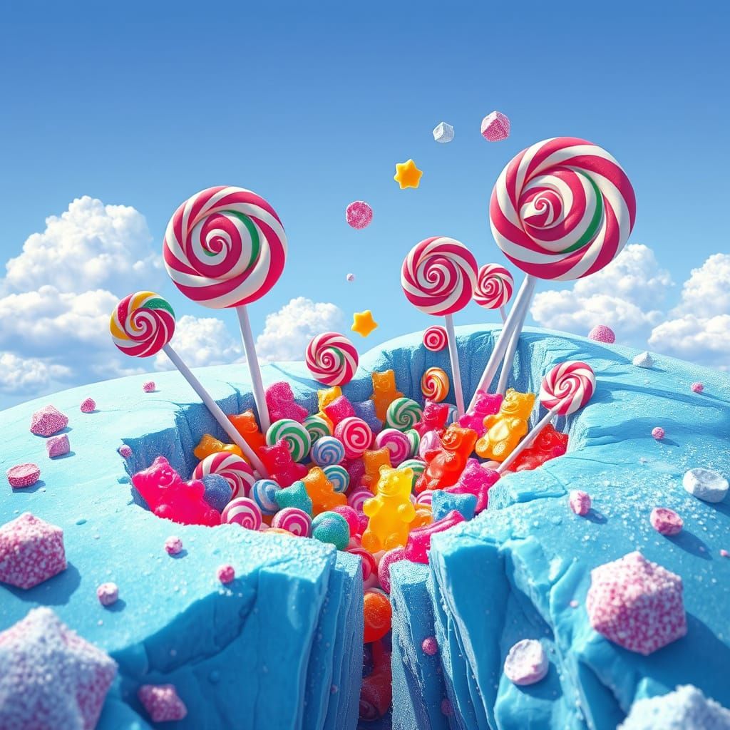 Vibrant Candyland Fissure in Hyperrealistic Digital Style